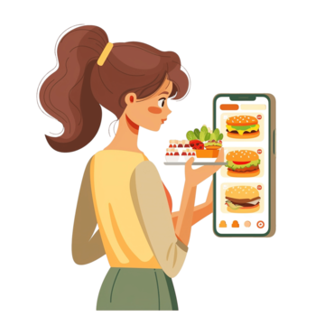 Cô gái đặt món qua app